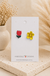 Tulip and Sunflower Stud Earrings