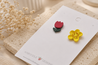 Tulip and Sunflower Stud Earrings