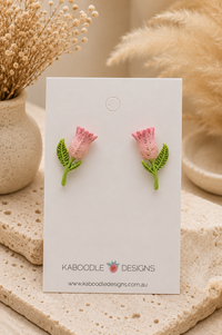 Tulip Earrings - Pink Flower Studs