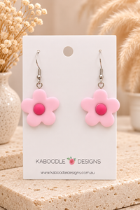 Flower Earrings - Pink Dangle Drops