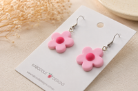 Flower Earrings - Pink Dangle Drops