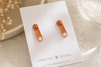 Zip Stud Earrings - Orange Zipper