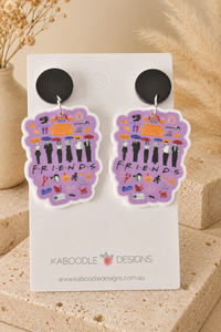 Friends TV Show Earrings - Acrylic Collage Dangle Drops