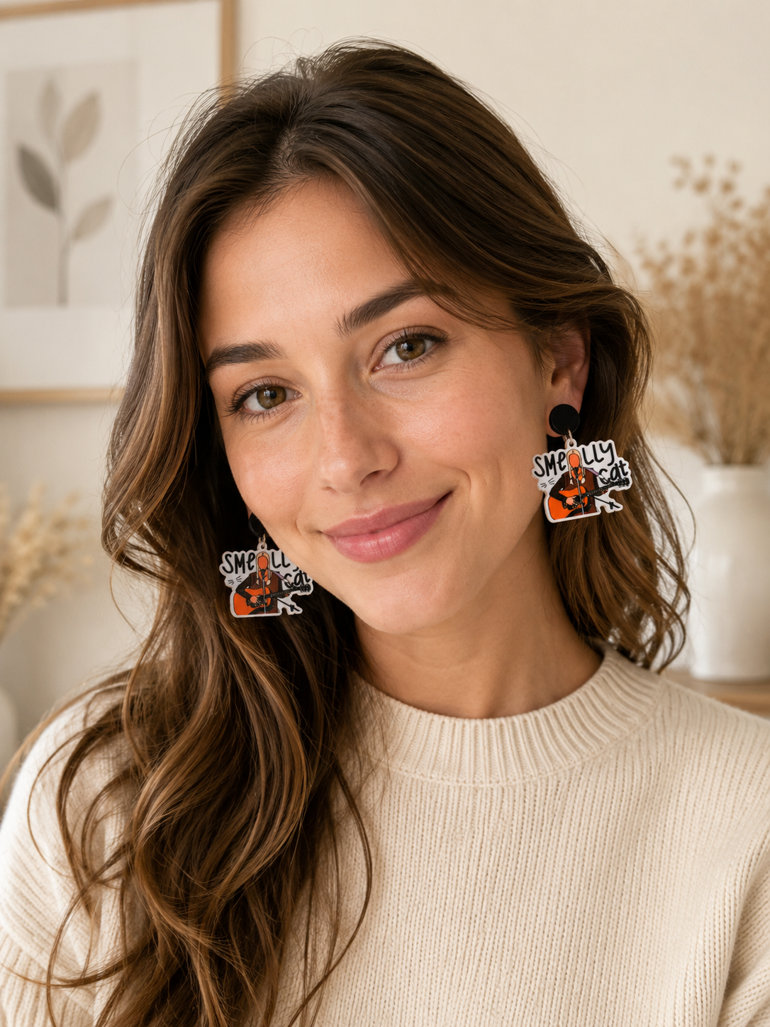 Friends Smelly Cat Guitar Earrings - Phoebe Acrylic Dangle Drops