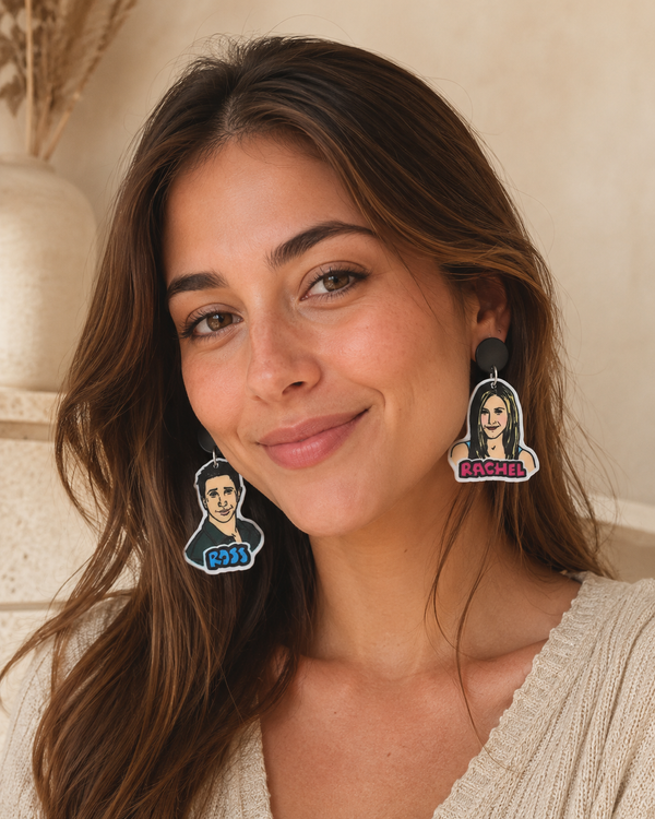 Friends Ross and Rachel Earrings - Acrylic Dangles