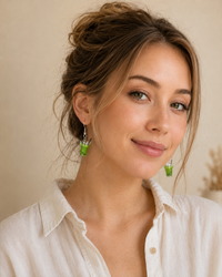 Matcha Boba Milk Tea Earrings - Green Tea Pearl Milk Tea Boba Dangle Drops