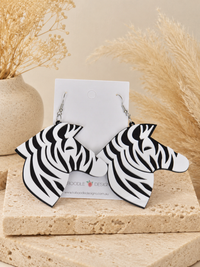 Zebra Earrings - Acrylic Laser Cut Drops
