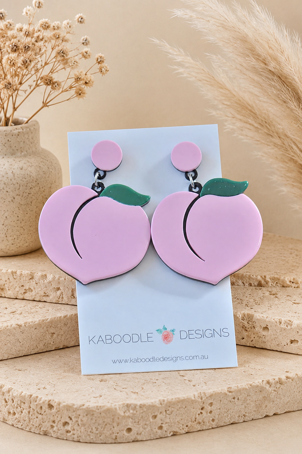 Peach Earrings - Acrylic Perspex Drops