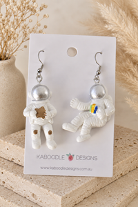Astronaut Earrings - Galaxy Universe Star Planet Moon Dangle Drops