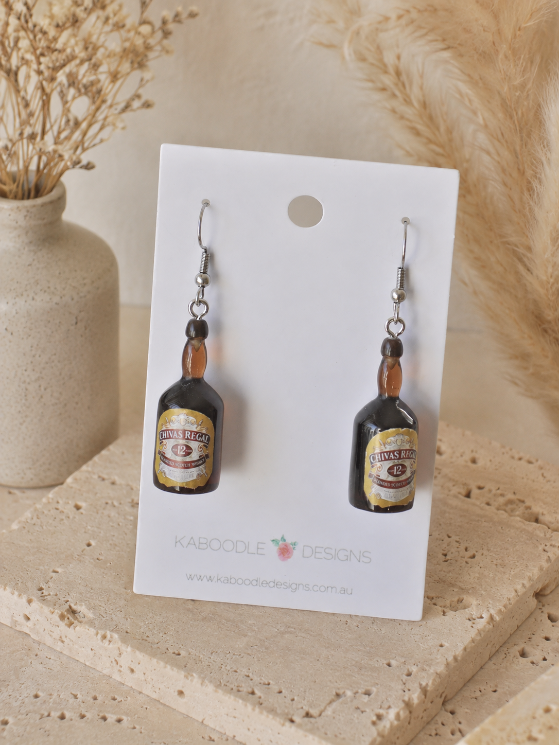 Chivas Regal Alcohol Spirit Earrings - Novelty Fun Dangle Drops