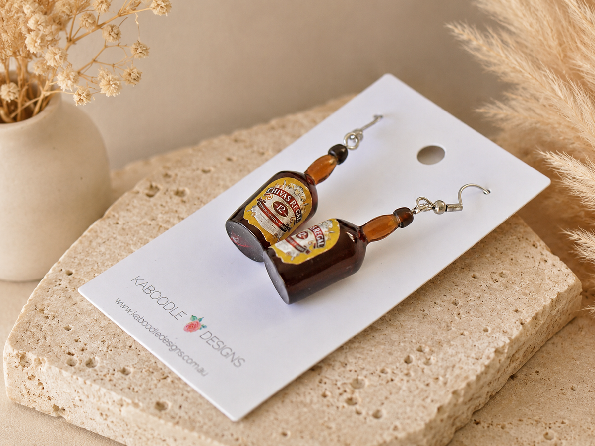 Chivas Regal Alcohol Spirit Earrings - Novelty Fun Dangle Drops