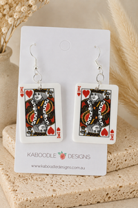 Playing Card King Earrings - Acrylic Novelty Dangle Drops