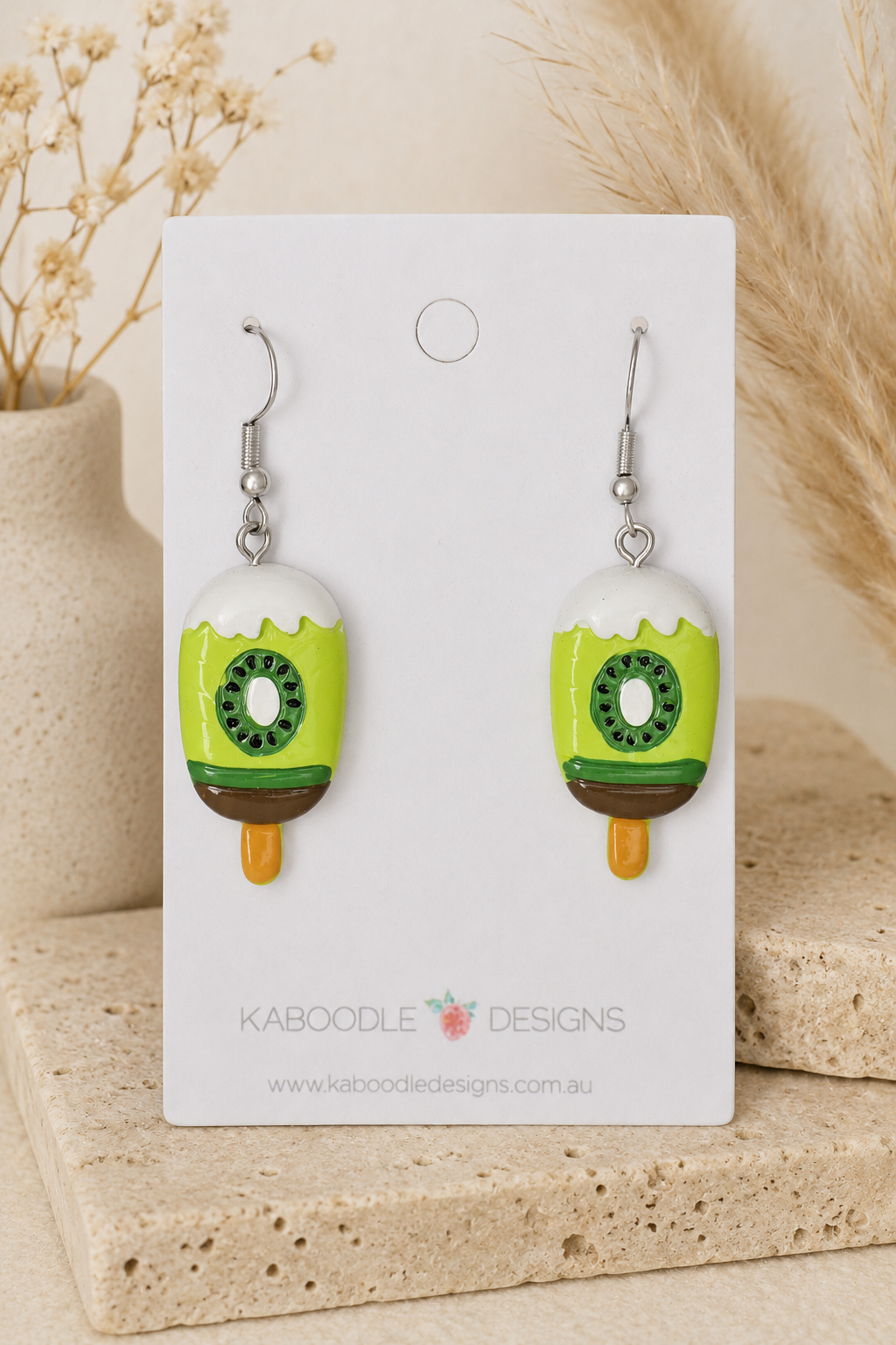 Kiwifruit Earrings - Popsicle Ice Cream Dangle Drops
