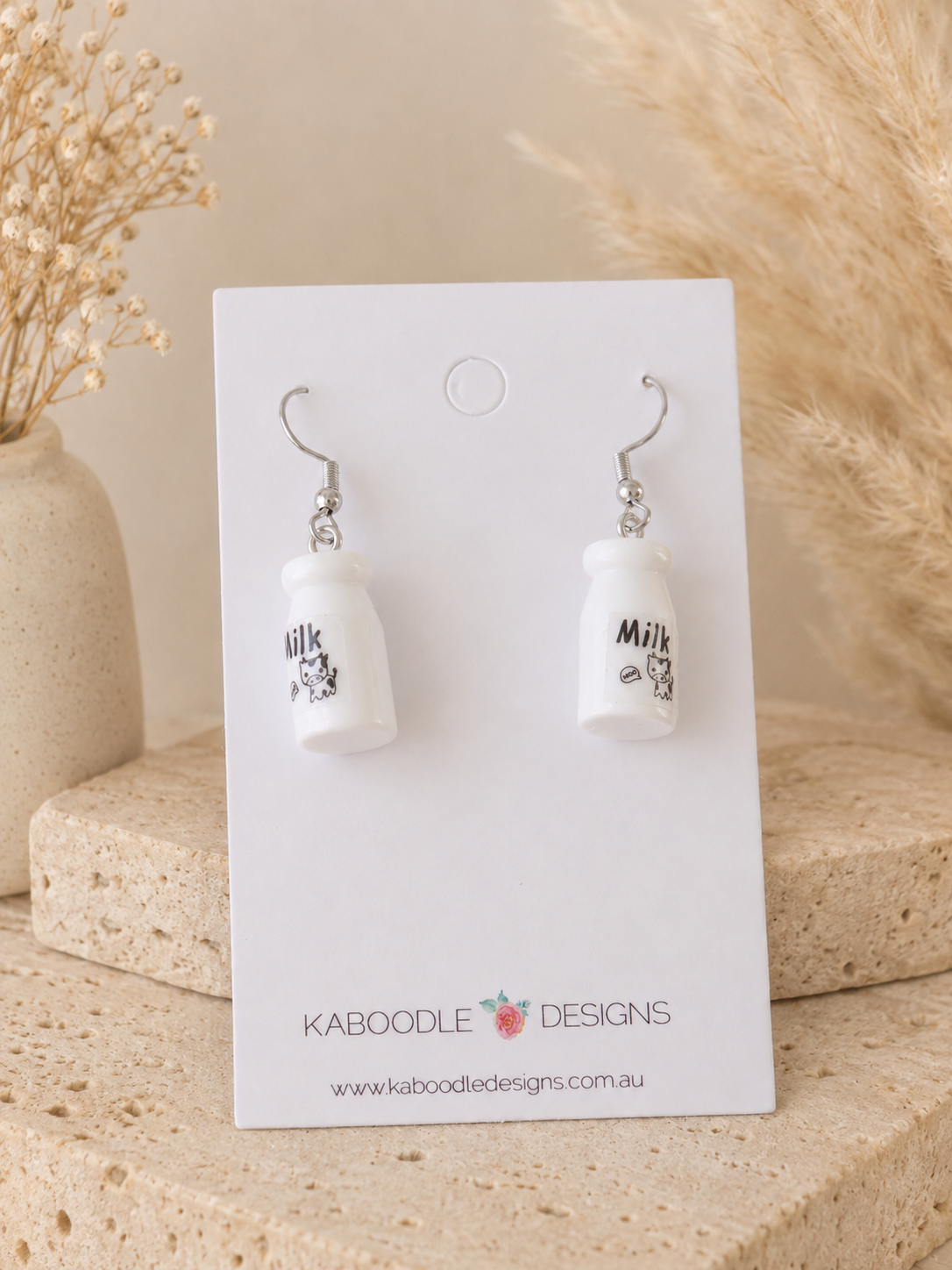 Milk Bottle Earrings - Retro Drink Dangle Drops