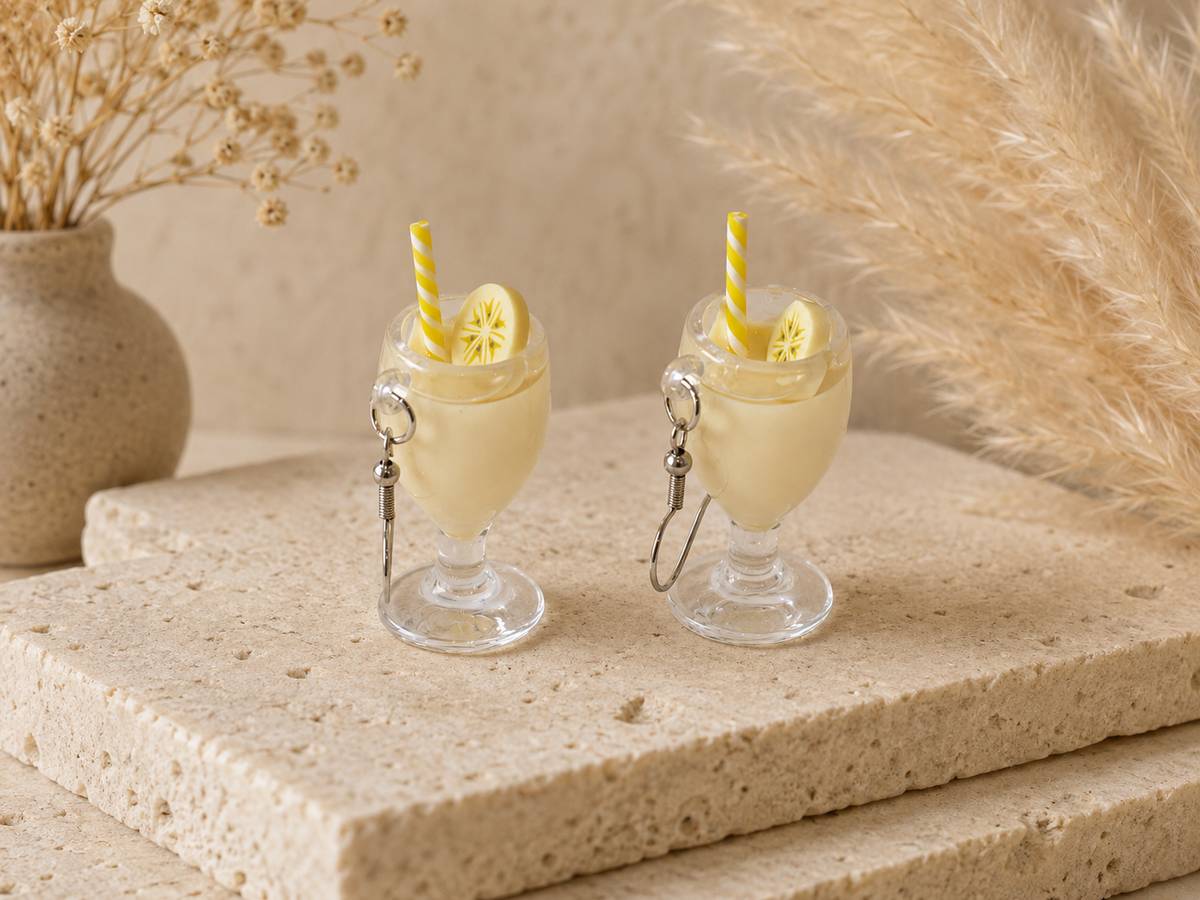 Banana Milkshake Earrings - Thickshake Dangle Drops
