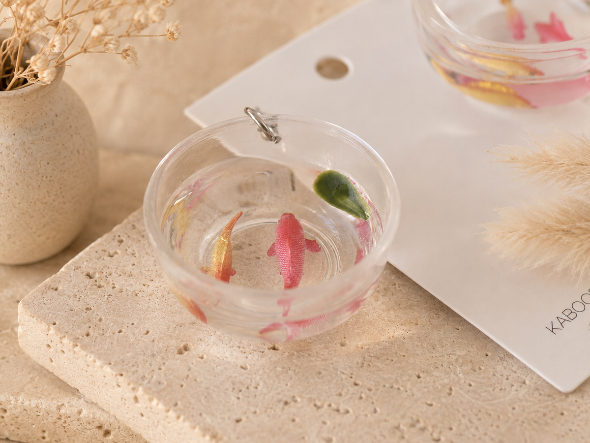 Goldfish Bowl Earrings - Novelty Koi Resin Dangles