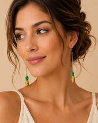 Pineapple Earrings - Miniature Fruit Long Dangle Drops