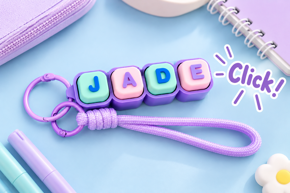 Custom Clicky Clicker Keycap Keychain - Personalise with your name or word