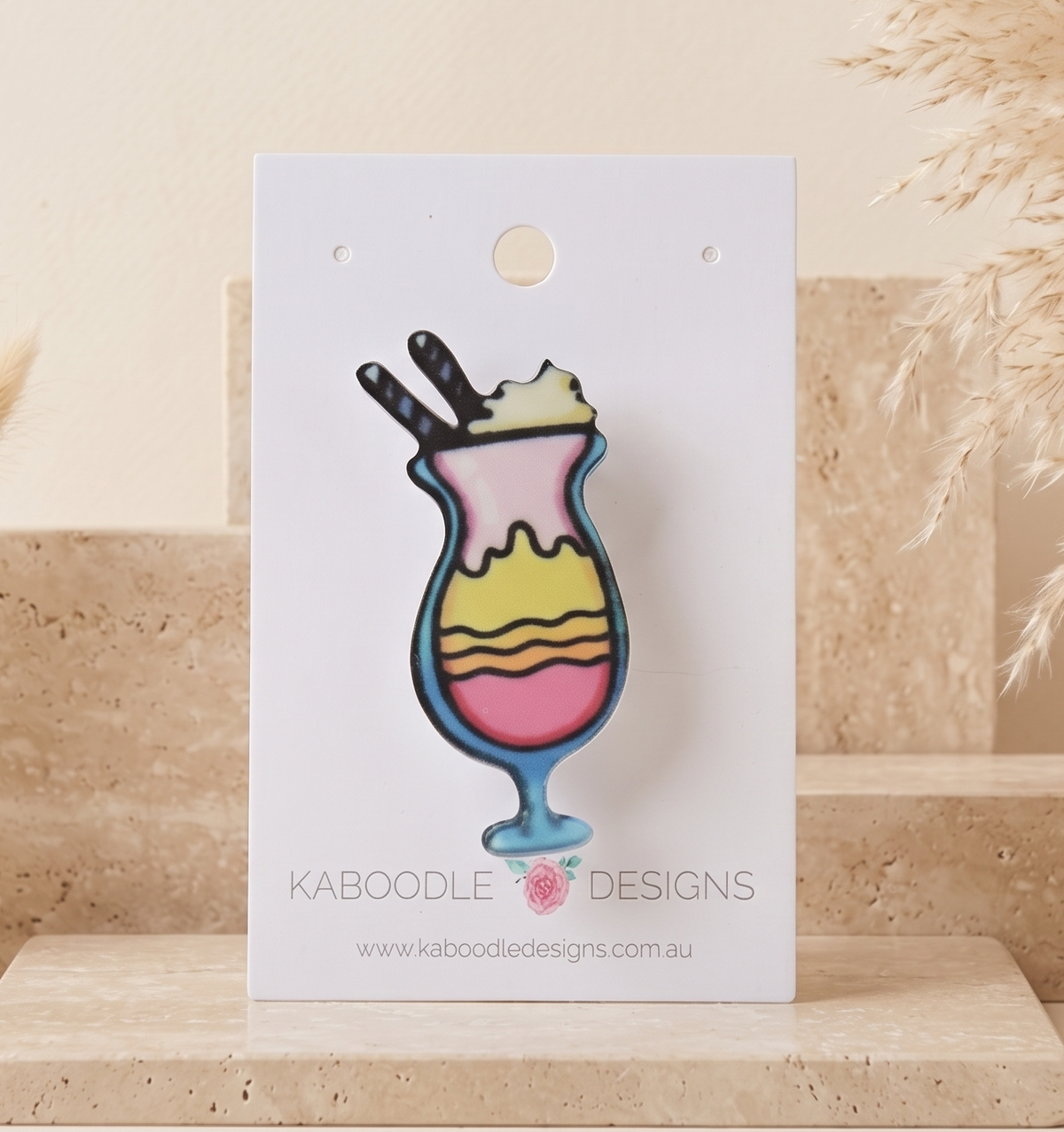 Milkshake Brooch - Acrylic Laser Cut Dessert Pin