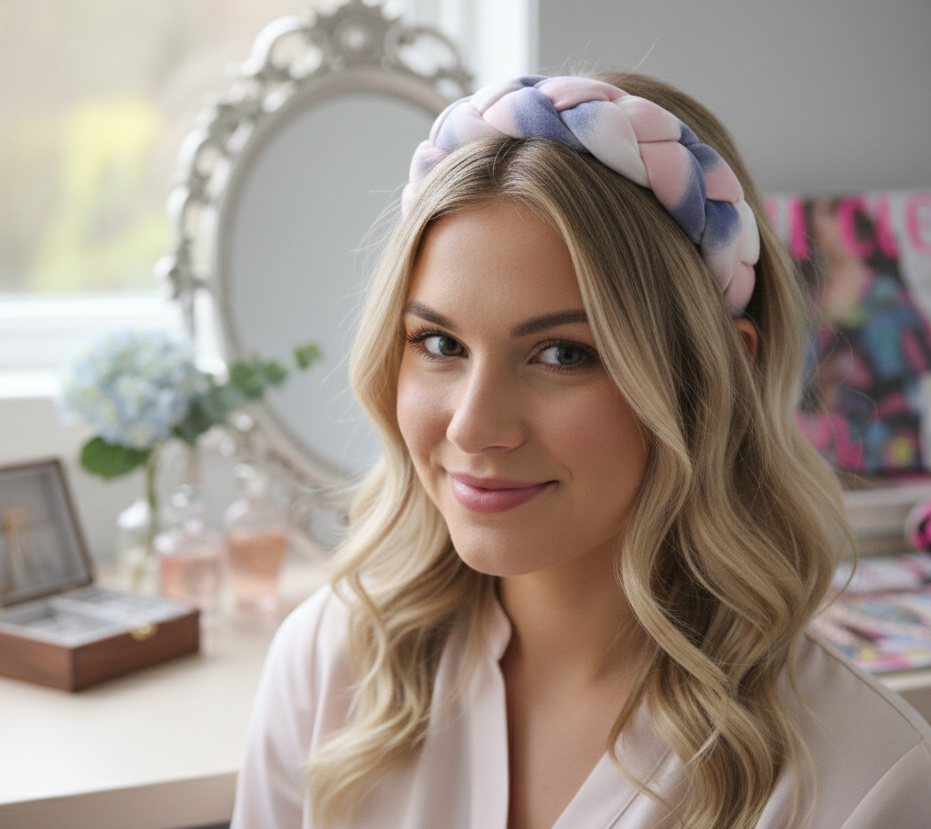 Fabric Cotton Candy Braided Braid Plait Statement Headband