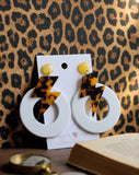 Leopard Print Lightning Dangle Drop Earrings