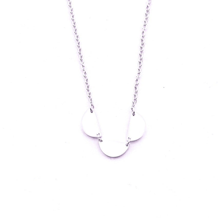Silver - Stainless Steel Half Semi Circle Disc Cutout Mini Dainty Minimalist Necklace