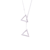 Silver - Stainless Steel Triangle Lariat Cutout Mini Dainty Minimalist Necklace