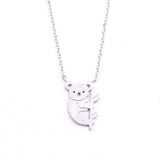 Silver - Stainless Steel Australia Koala Cutout Mini Dainty Minimalist Necklace