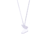 Silver - Stainless Steel Butterfly Cutout Mini Dainty Minimalist Necklace