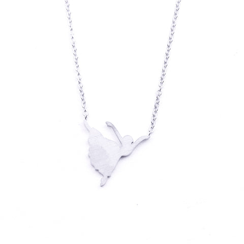 Silver - Stainless Steel Dancer Cutout Mini Dainty Minimalist Necklace