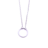 Silver - Stainless Steel Round Circle Cutout Mini Dainty Minimalist Necklace