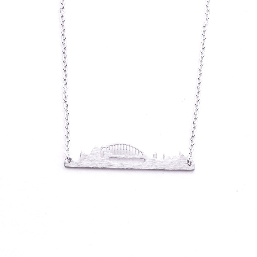 Silver - Stainless Steel Sydney Australia Cutout Mini Dainty Minimalist Necklace