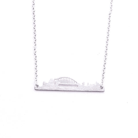 Silver - Stainless Steel Sydney Australia Cutout Mini Dainty Minimalist Necklace