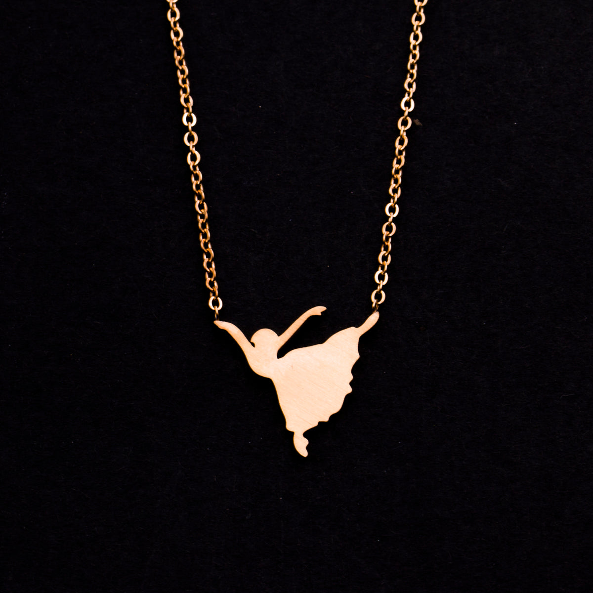 Rose Gold - Stainless Steel Dancer Cutout Mini Dainty Minimalist Necklace