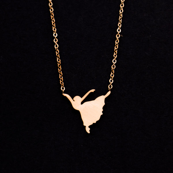 Rose Gold - Stainless Steel Dancer Cutout Mini Dainty Minimalist Necklace