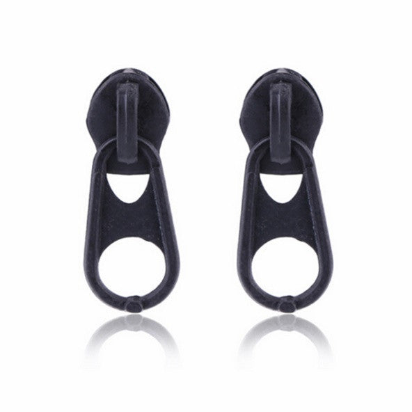 Novelty Zip Stud Earrings - Black