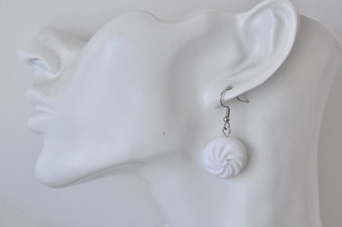 Miniature Food Bao Pork Bun Yum Cha Dangle Earrings