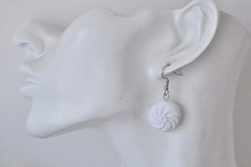Miniature Food Bao Pork Bun Yum Cha Dangle Earrings