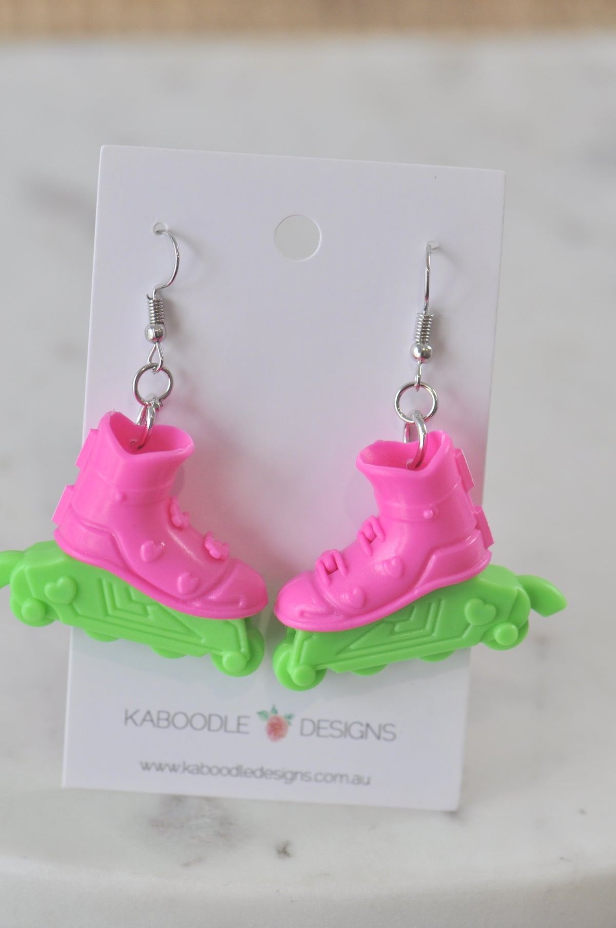 Barbie and Ken Roller Blade Skates Hot Pink Shoes Drop Dangle Earrings