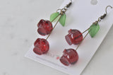 Cherry Cherries Skull Drop Dangle Earrings