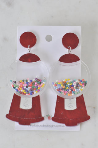 Acrylic Candy Gumball Machine Sprinkles Shaker Drop Dangle Earrings