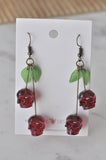 Cherry Cherries Skull Drop Dangle Earrings