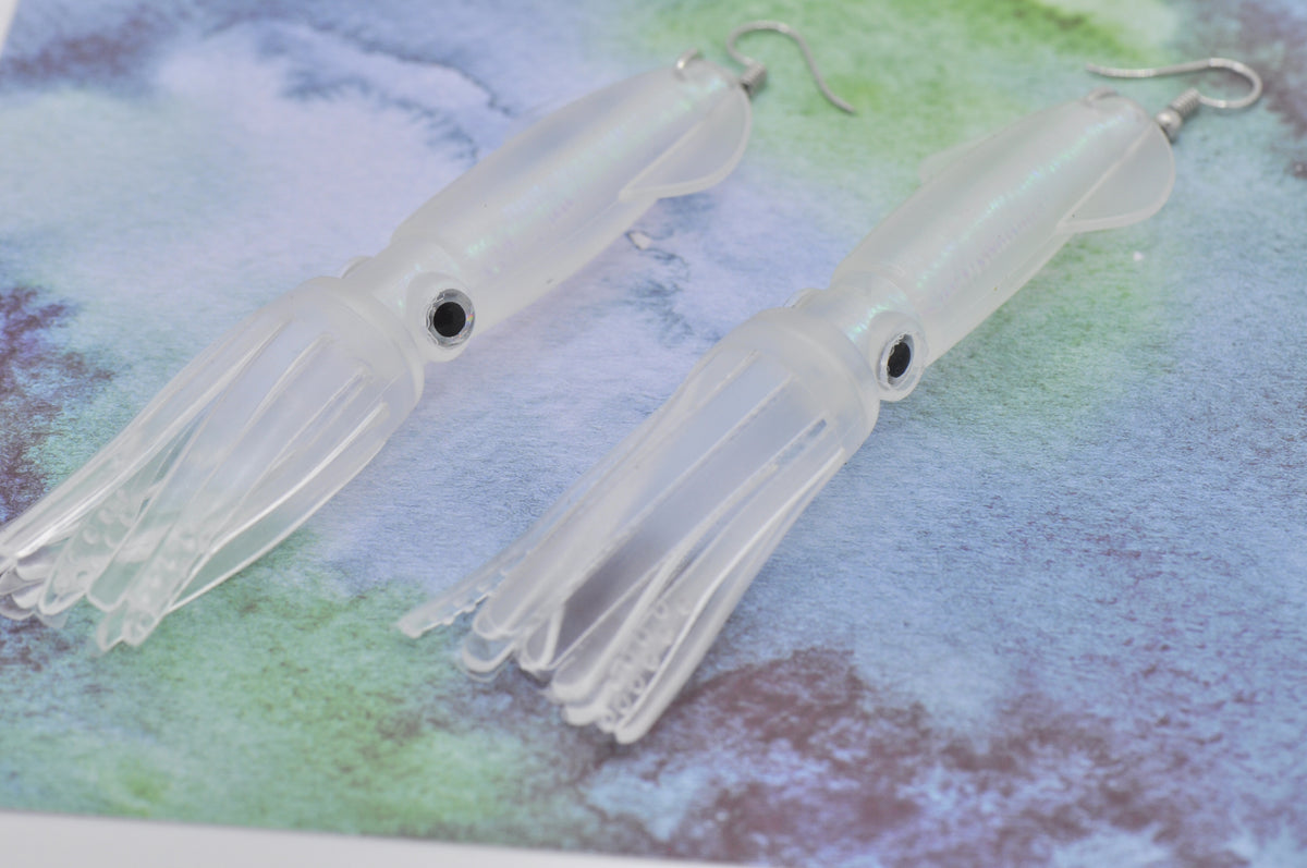 Novelty Squid Rubber Drop Dangle Earrings