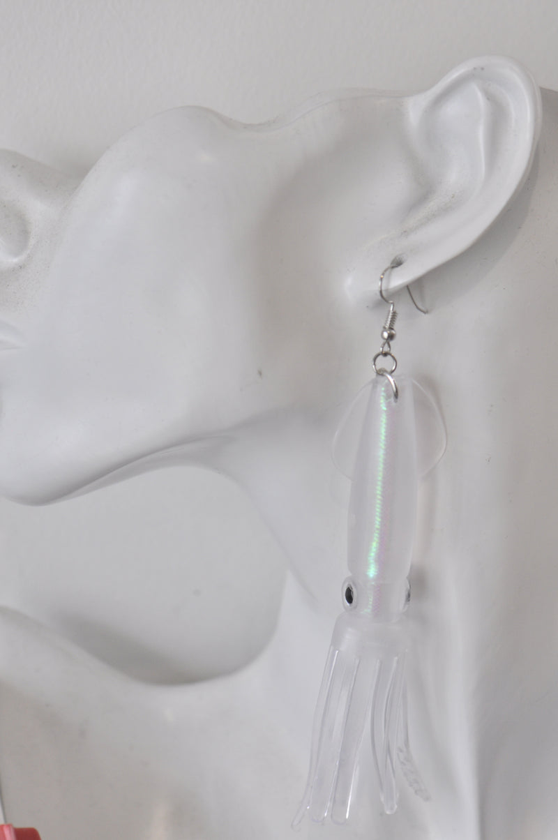 Novelty Squid Rubber Drop Dangle Earrings