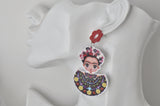 Acrylic Frida Kahlo Drop Dangle Earrings