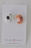 Coffee Cup Cappuccino and Croissant Breakfast Stud Earrings