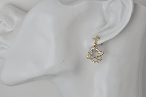 Diamante Rhinestone Saturn Celestial Galaxy Drop Dangle Earrings