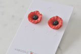 Poppy Flower Anzac Day Stud Earrings - Medium