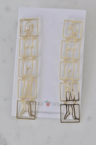 Face and Body Cutout Novelty Fun Drop Dangle Earrings