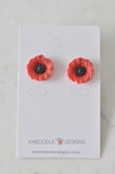 Poppy Flower Anzac Day Stud Earrings - Medium